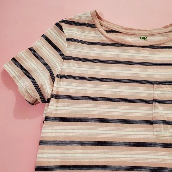 🖤 Dip Pink White Black Stripped T-Shirt 🖤 - Picture 2 of 12